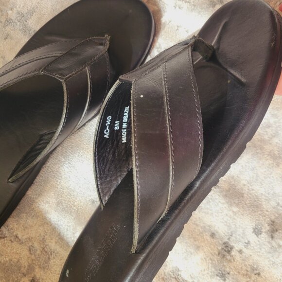 Men's Leather Flip-Flops De La Rentis - Picture 2 of 5